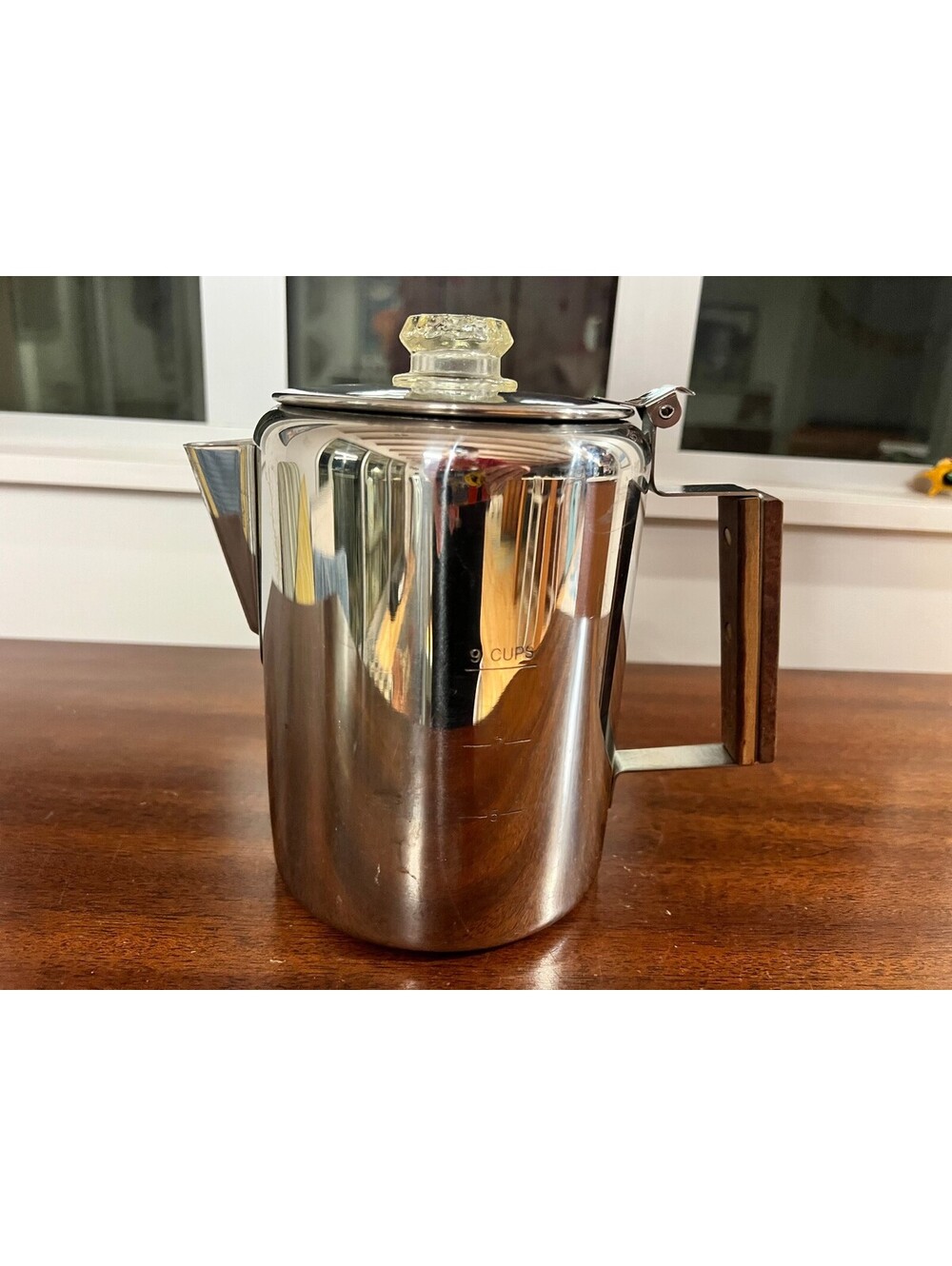 Stansport Stainless Steel 9 Cup Percolator Coffee Pot Camping Wood Handle